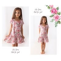 Dívčí šaty s tylovým rukávem Lily Grey - flowers