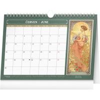 Stolní kalendář Alfons Mucha 2025, 30 × 21 cm