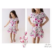 Dívčí šaty Lily Grey s potiskem magnolie