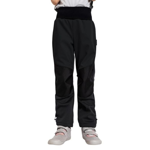 Unuo, Dětské softshellové kalhoty s fleecem pružné Flexi, Černá, Černá