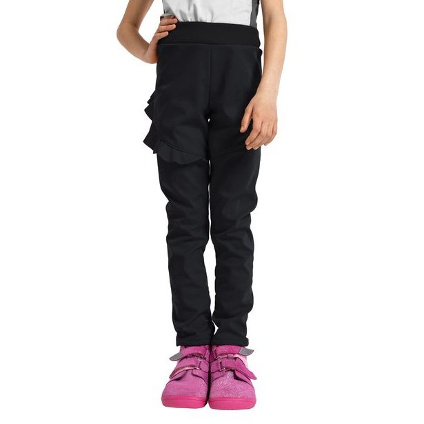Unuo, Dětské softshellové kalhoty s fleecem pružné Fantasy, Černá