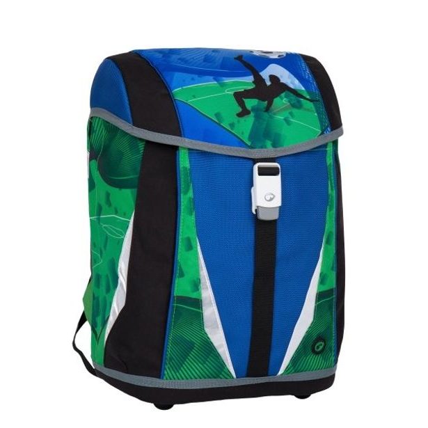 Školská aktovka/batoh pre chlapcov Bagmaster POLO 7 B BLUE/GREEN/BLACK
