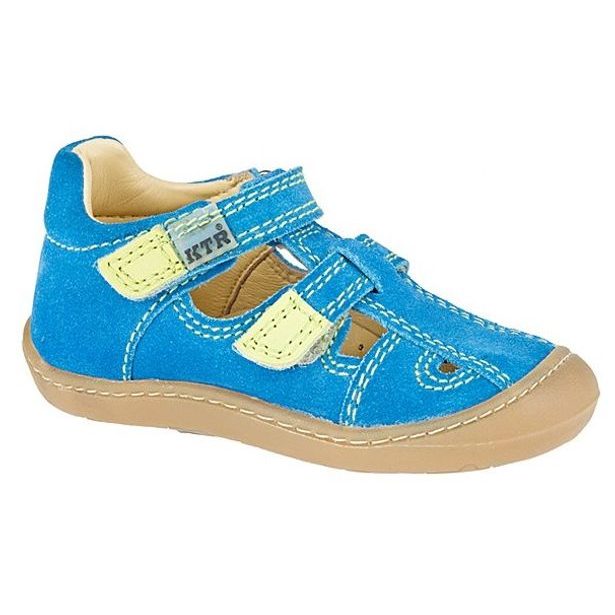Dětská letní obuv, sandály KTR - modrá + limetka