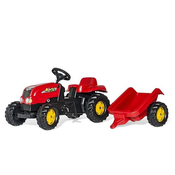 Šliapací traktor Rolly Kid s vlečkou - červený