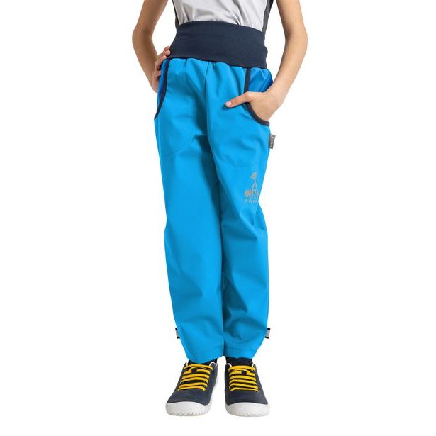 unuo softshellové kalhoty s fleecem Tyrkysové + reflexní obrázek Evžen (Softshell kids trousers)