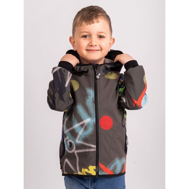 Unuo, Dětská softshellová bunda s fleecem Basic, Khaki, Fantazie