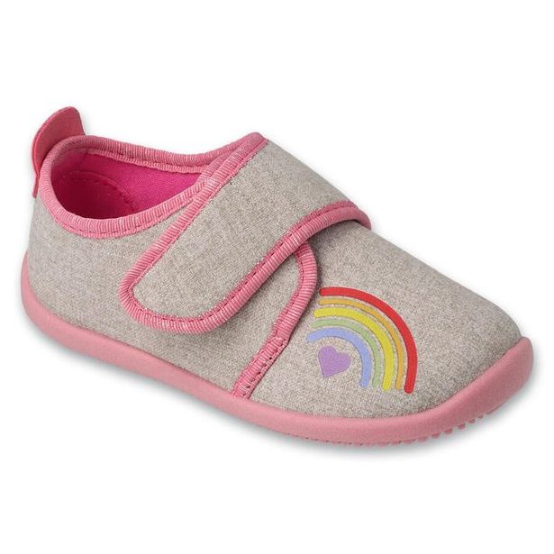 Dívčí BAREFOOT domácí obuv Befado 902Y020 - šedá/růžová
