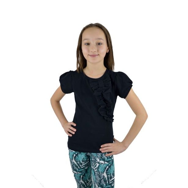 Dívčí triko s volánkem BY MIMI - černé