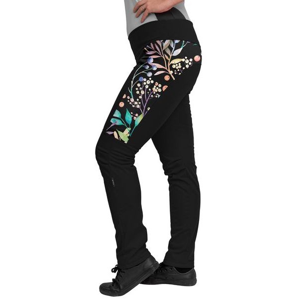Unuo, Dámské softshellové kalhoty s fleecem pružné Action, Černá, Podzimní bobule