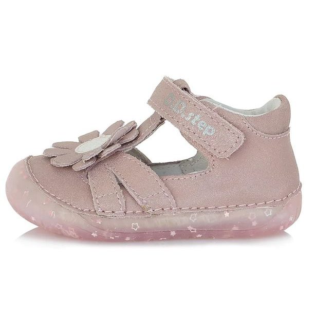 DDstep barefoot dětské kožené sandálky růžové