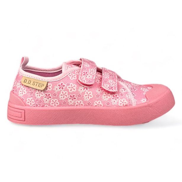 DDstep plátěnky, dětské boty - Růžové květinky