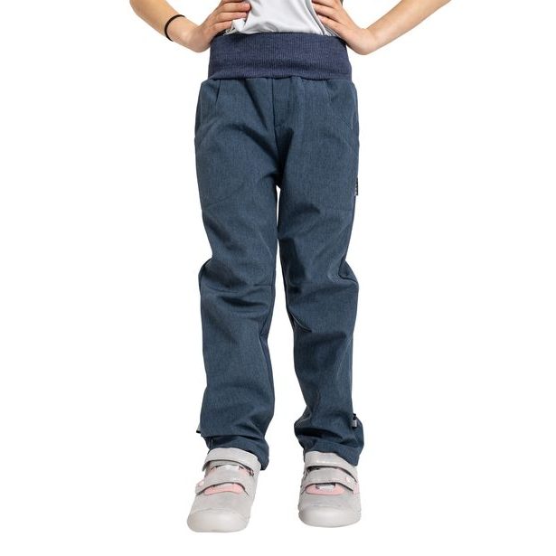 Unuo, Dětské softshellové kalhoty s fleecem Cool, Žíhaná Tm. Modrá