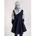 Unuo, Dívčí softshellový kabát s fleecem Romantico, Tm. Modročerná, Ptáčci s kosatci