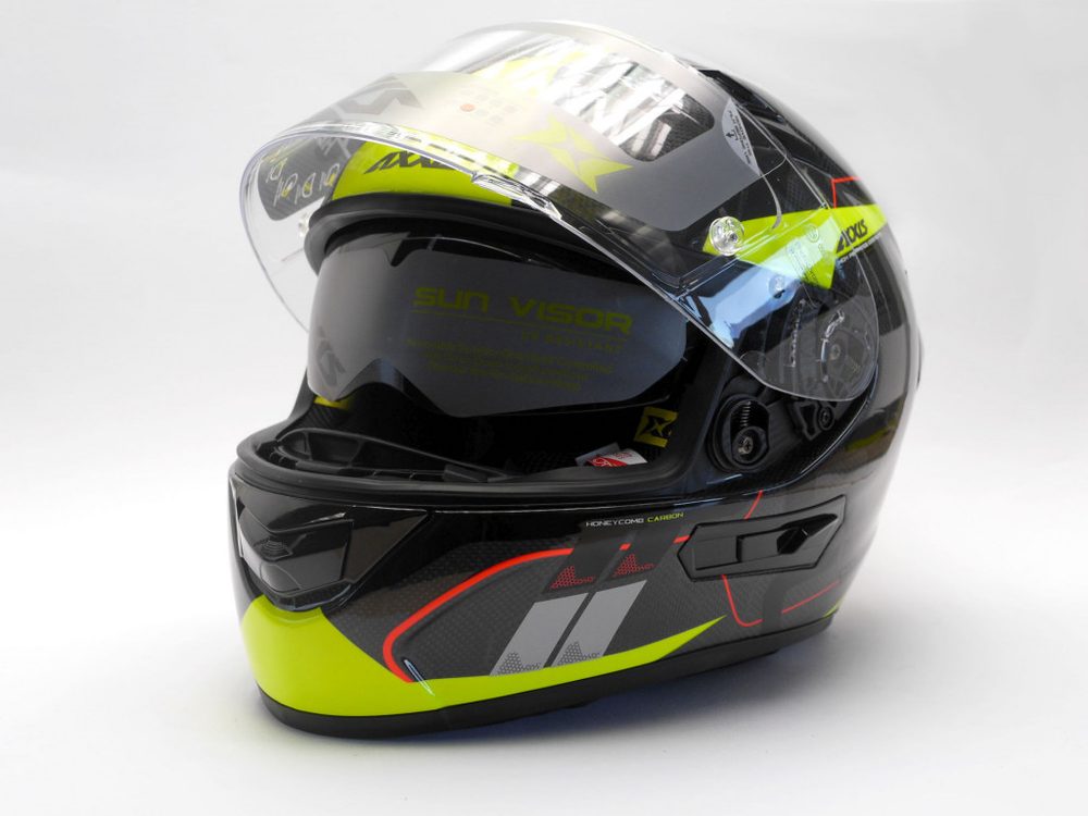 AXXIS integrální helma RACER GP CARBON SV - fluor žlutá - XL