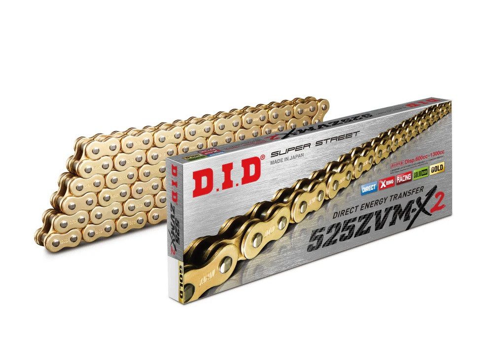 D.I.D Chain ZVM-X série X-Kroužkový řetěz D.I.D Chain 525ZVM-X2 118 L Zlatá/Zlatá