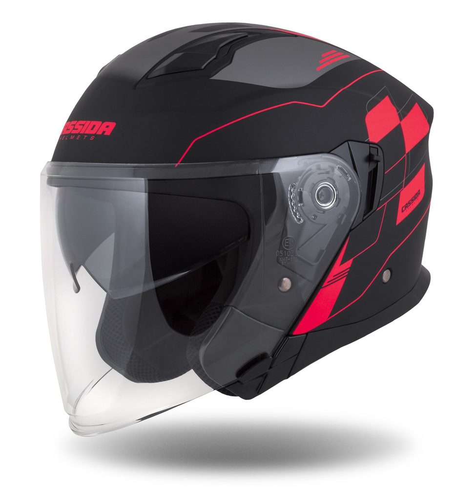 CASSIDA helma Jet Tech RoxoR - černá matná, červená - 2XL