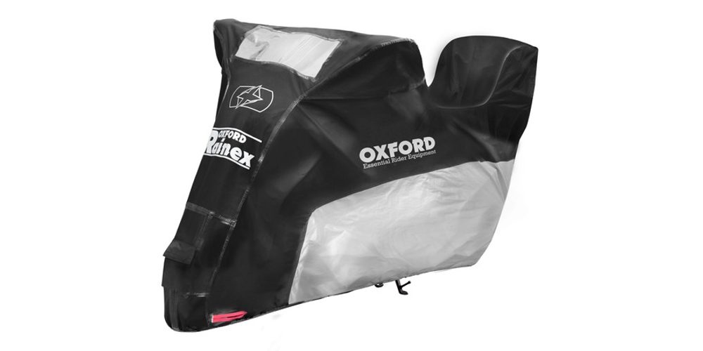 OXFORD Plachta na motorku OXFORD Rainex s prostorem pro kufr - černá/stříbrná - L