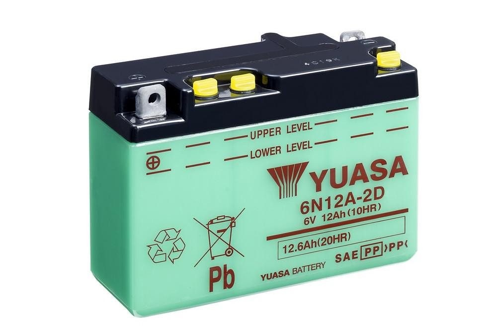YUASA Konvenční 6V akumulátor bez kyseliny YUASA 6N12A-2D