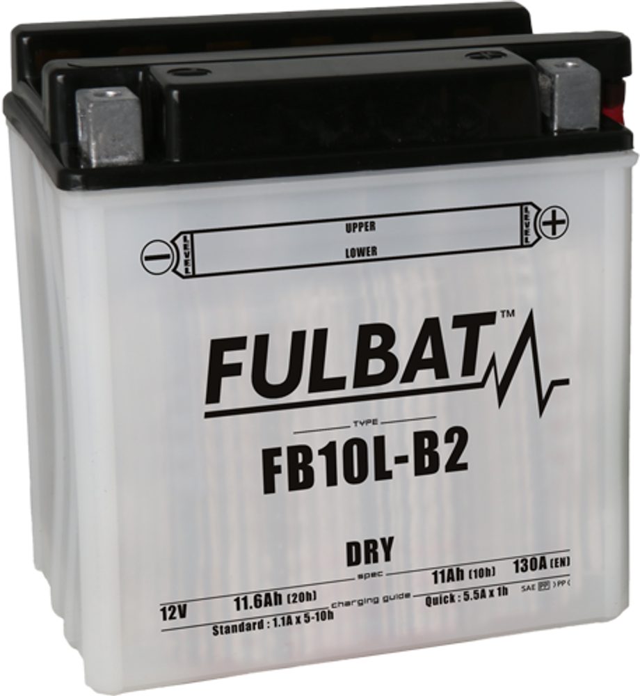 FULBAT Konvenční motocyklová baterie FULBAT FB10L-B2 (YB10L-B2) Včetně balení kyseliny
