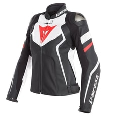 Kožená bunda na motorku Dainese AVRO 4 LADY - černá/bílá/fluo červená Kožená bunda na motorku Dainese AVRO 4 LADY - černá/bílá/fluo červená