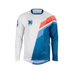 Motokrosový dres YOKO VIILEE - bílá/modrá/oranžová