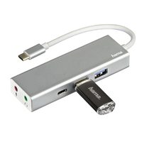 Hama USB-C 3.1 hub Aluminium, 2x USB-A, USB-C, HDMI