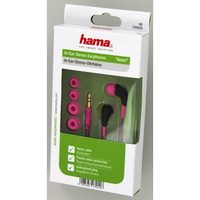 Hama slúchadlá Neon, silikónové štuple, opletený kábel, ružové