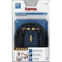 Hama antenna Cable, coax plug - coax socket, 90Â°, metal, 3.0 m, 110 dB, Bronze Coffee