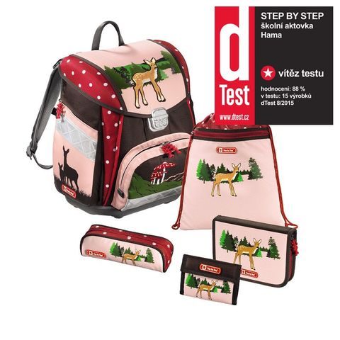 ŠKOLSKÁ AKTOVKA - 5-DIELNY SET STEP BY STEP SRNČEK, CERTIFIKÁT AGR