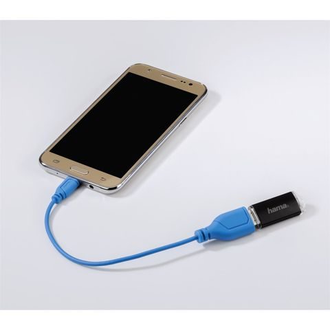 HAMA MICRO USB OTG REDUKCE FLEXI-SLIM, OBOUSTRANNÝ KONEKTOR, 15 CM, MODRÁ
