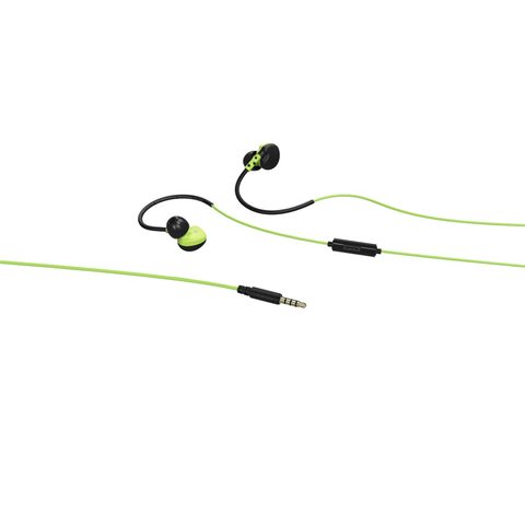 HAMA SLÚCHADLÁ S MIKROFÓNOM RUN, SILIKÓNOVÉ ŠTUPLE, KLIP, ZELENÁ/ČIERNA