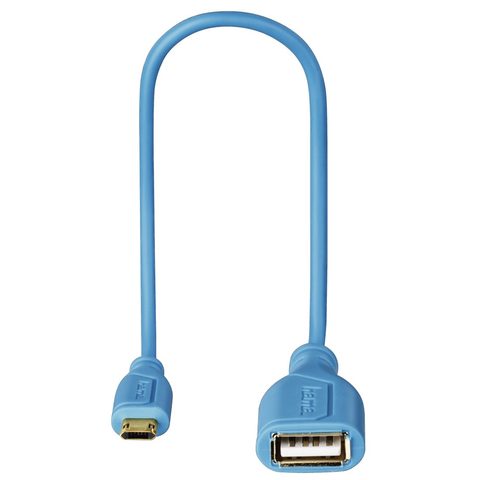HAMA MICRO USB OTG REDUKCE FLEXI-SLIM, OBOUSTRANNÝ KONEKTOR, 15 CM, MODRÁ