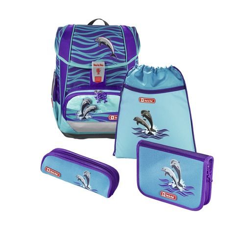 ŠKOLNÍ AKTOVKA LIGHT 2 PRO PRVŇÁČKY - 4-DÍLNÝ SET, STEP BY STEP DELFÍNI, CERTIFIKÁT AGR