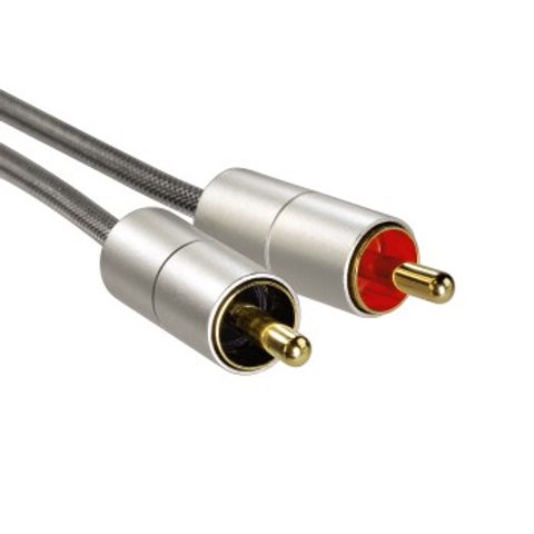 HAMA ALULINE CONNECTING CABLE, 3.5 MM STEREO JACK PLUG - 2X RCA PLUG, 1 M
