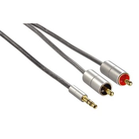 HAMA ALULINE CONNECTING CABLE, 3.5 MM STEREO JACK PLUG - 2X RCA PLUG, 1 M