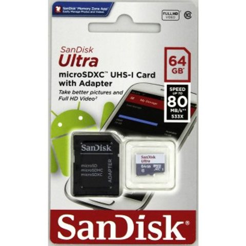 SANDISK ULTRA MICROSDXC 64 GB 80 MB/S CLASS 10 UHS-I, ADAPTÉR NÁHRADA ZA 139777