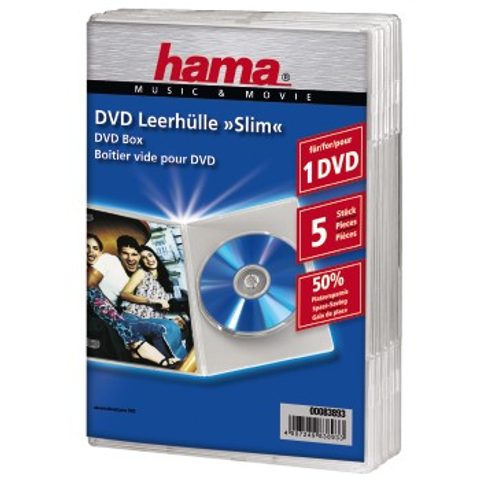HAMA DVD JEWEL CASE, SLIM 5, TRANSPARENT