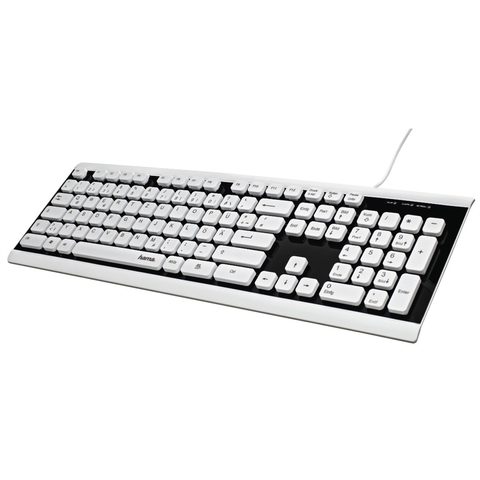 HAMA KLÁVESNICE COVO, VODĚODOLNÁ, KABELOVÁ, ČERNÁ/BÍLÁ