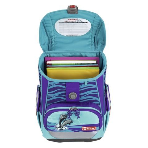 ŠKOLNÍ AKTOVKA LIGHT 2 PRO PRVŇÁČKY - 4-DÍLNÝ SET, STEP BY STEP DELFÍNI, CERTIFIKÁT AGR