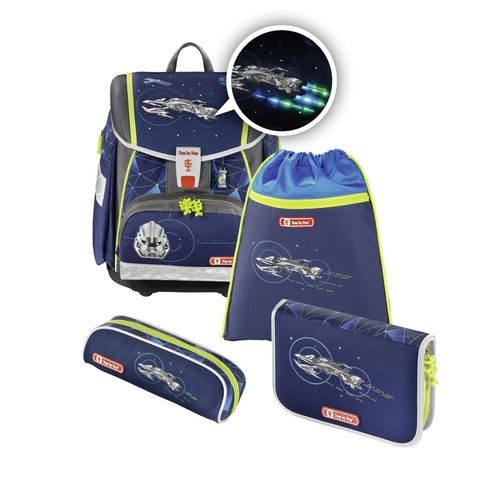 ŠKOLNÍ AKTOVKA - 4-DÍLNÝ SET, STEP BY STEP FLASH BLIKAČKA VESMÍRNÝ PIRÁT, CERTIFIKÁT AGR