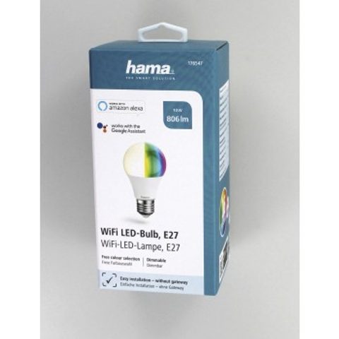 HAMA WIFI LED ŽÁROVKA, E27, 10 W, RGB, STMÍVATELNÁ