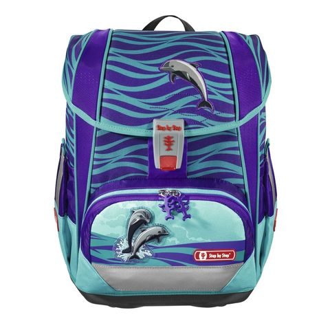 ŠKOLNÍ AKTOVKA LIGHT 2 PRO PRVŇÁČKY - 4-DÍLNÝ SET, STEP BY STEP DELFÍNI, CERTIFIKÁT AGR