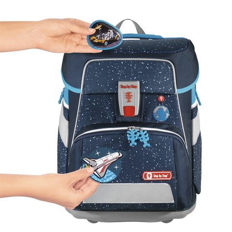 ŠKOLNÍ AKTOVKA SPACE PRO PRVŇÁČKY - 5-DÍLNÝ SET, STEP BY STEP VESMÍRNÁ LOĎ, CERTIFIKÁT AGR