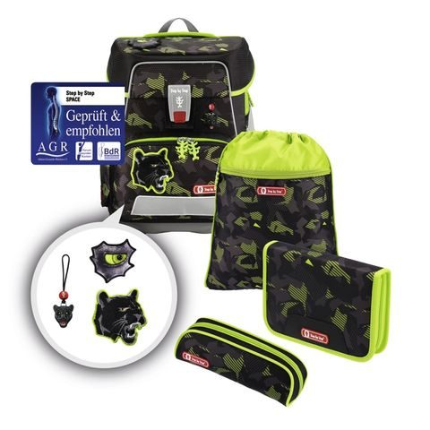 ŠKOLNÍ AKTOVKA E- SPACE-5-DÍLNÝ SET, STEP BY STEP S ELEKTRONICKY NASTAVITELNÝM BEDERÁKEM, PANTER