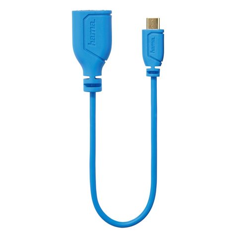 HAMA MICRO USB OTG REDUKCE FLEXI-SLIM, OBOUSTRANNÝ KONEKTOR, 15 CM, MODRÁ