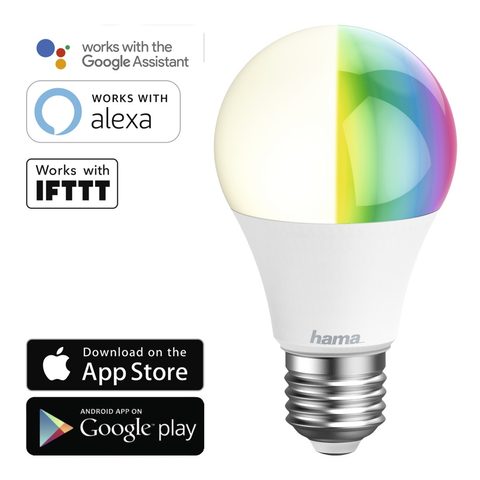 HAMA WIFI LED ŽÁROVKA, E27, 10 W, RGB, STMÍVATELNÁ