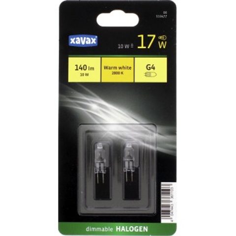 XAVAX HALOGEN CAPSULE, G4, 10W, WARM WHITE, 2 PIECES