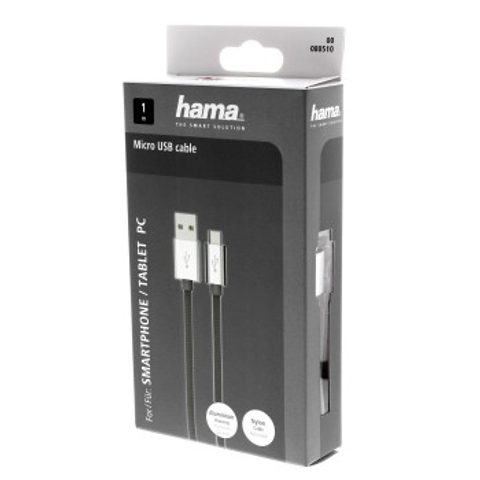 HAMA MICRO USB KABEL COLOR LINE, 1 M, ANTRACITOVÝ