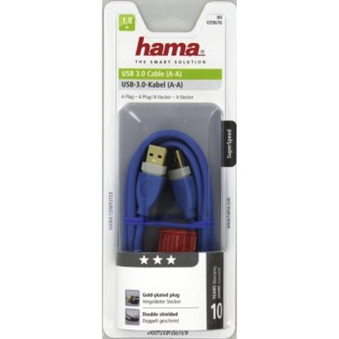 HAMA USB 3.0 KÁBEL TYP A-A, PREPOJOVACÍ, 1,8 M, MODRÝ, BLISTER