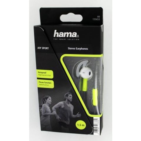 HAMA SLÚCHADLÁ S MIKROFÓNOM JOY SPORT, SILIKÓNOVÉ ŠTUPLE, ZELENÁ/ŠEDÁ